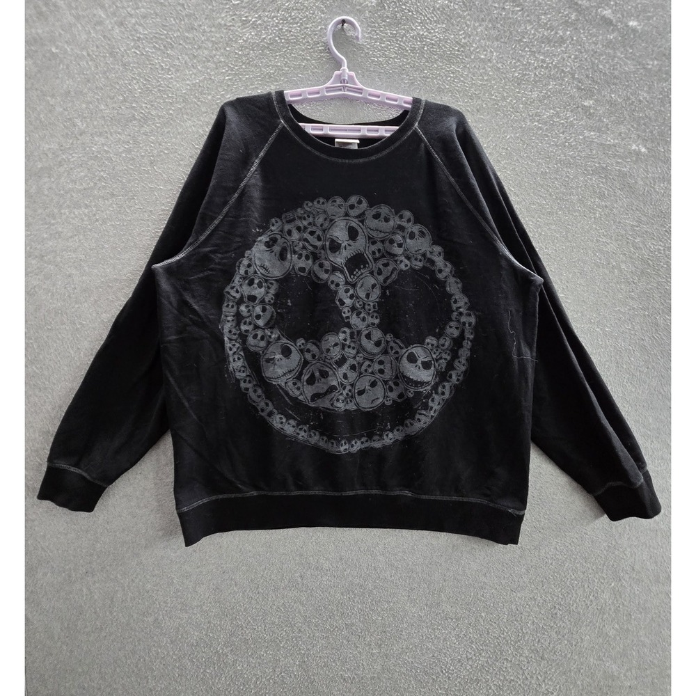 The Nightmare Before Christmas Women‎ Sweatshirt XL Black Jack Skellington Skull